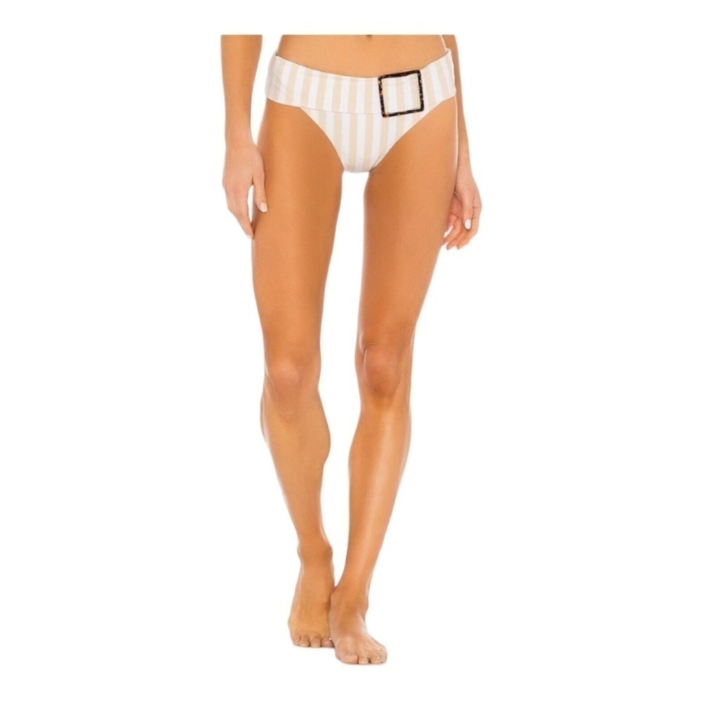 WeWoreWhat Annie Pinstripe Bikini Bottoms Shortbread NWOT